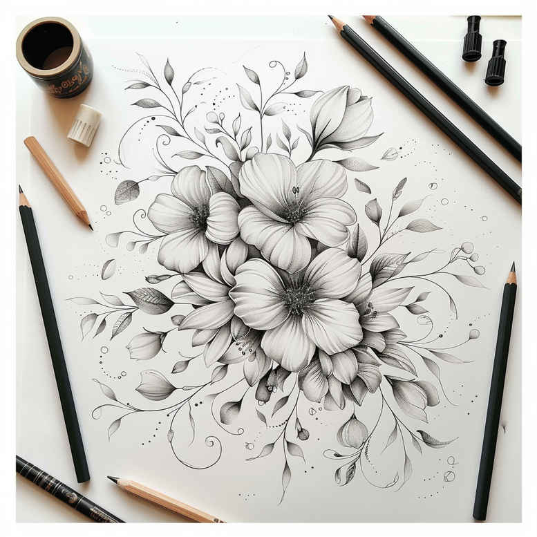 Delikatne kwiaty - Free tattoo design ideas ai genereted - inkby.ai