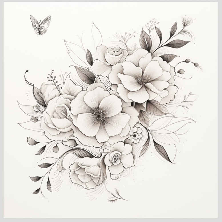 Delikatne kwiaty - Free tattoo design ideas ai genereted - inkby.ai