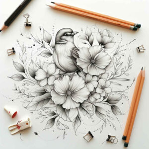 Delikatne kwiaty - Free tattoo design ideas ai genereted - inkby.ai