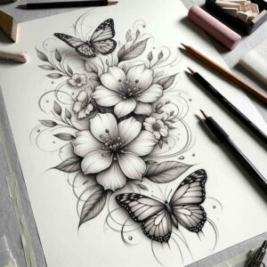 Delikatne kwiaty - Free tattoo design ideas ai genereted - inkby.ai