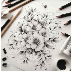 Delikatne kwiaty - Free tattoo design ideas ai genereted - inkby.ai