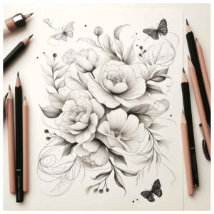 Delikatne kwiaty - Free tattoo design ideas ai genereted - inkby.ai