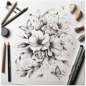 Delikatne kwiaty - Free tattoo design ideas ai genereted - inkby.ai