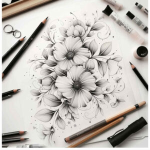 Delikatne kwiaty - Free tattoo design ideas ai genereted - inkby.ai