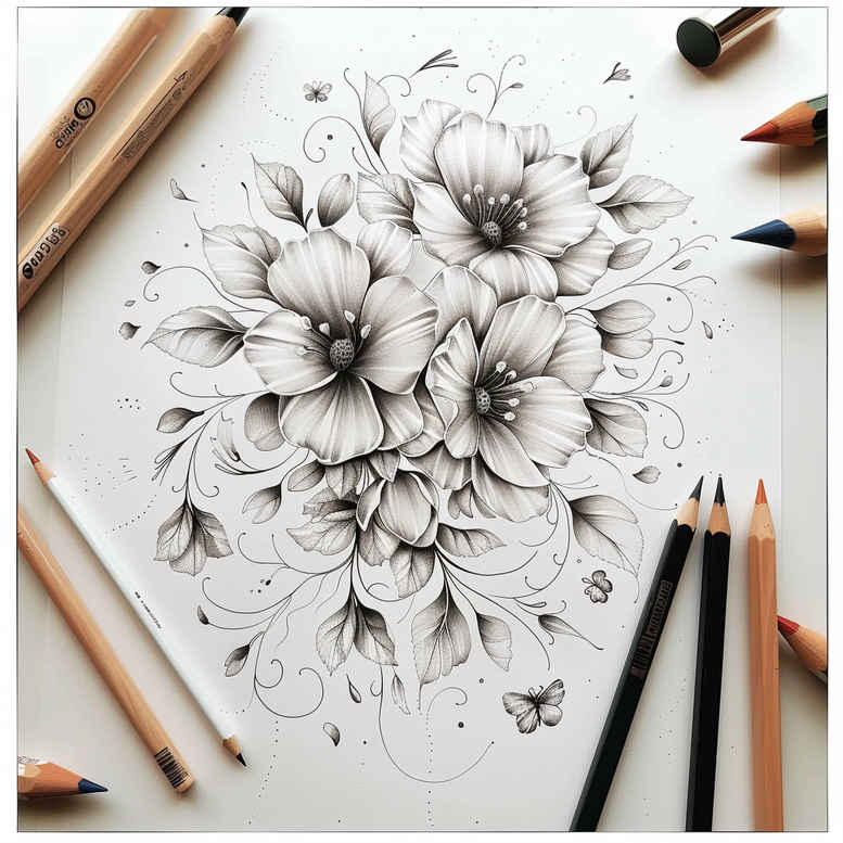 Delikatne kwiaty - Free tattoo design ideas ai genereted - inkby.ai