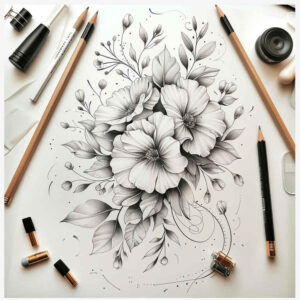 Delikatne kwiaty - Free tattoo design ideas ai genereted - inkby.ai