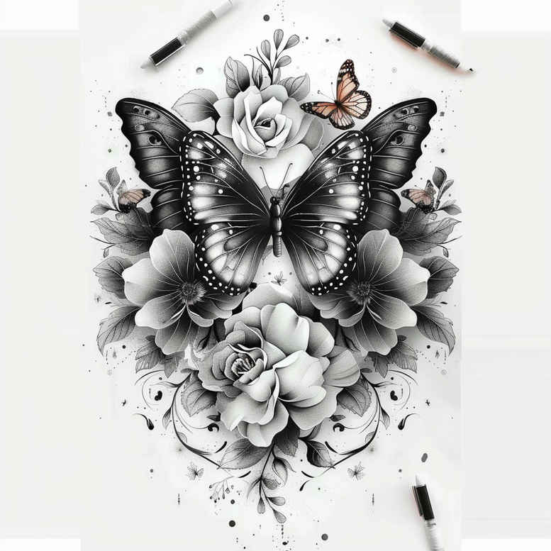 Motyle ćmy ważki - Free tattoo design ideas ai genereted - inkby.ai