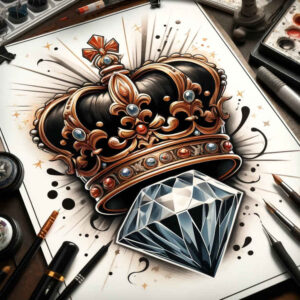 Korony i diamenty - Free tattoo design ideas ai genereted - inkby.ai