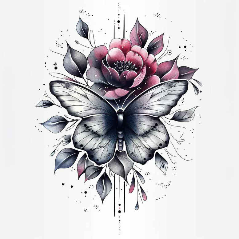 Motyle ćmy ważki - Free tattoo design ideas ai genereted - inkby.ai