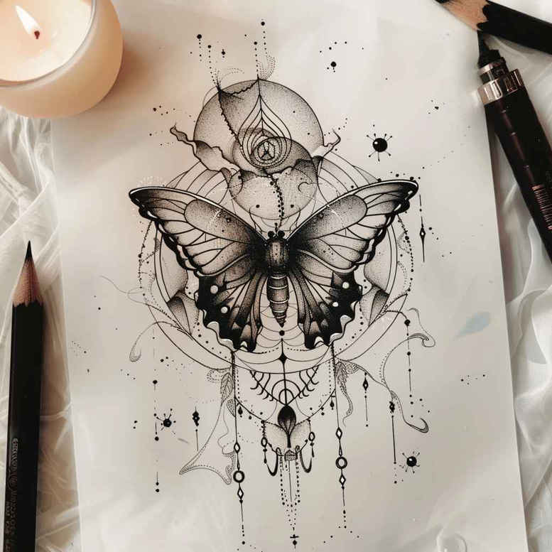 Motyle ćmy ważki - Free tattoo design ideas ai genereted - inkby.ai