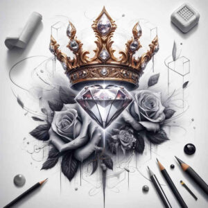Korony i diamenty - Free tattoo design ideas ai genereted - inkby.ai