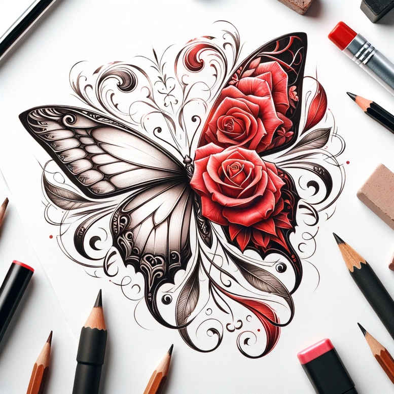 Motyle ćmy ważki - Free tattoo design ideas ai genereted - inkby.ai