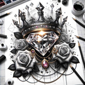 Korony i diamenty - Free tattoo design ideas ai genereted - inkby.ai