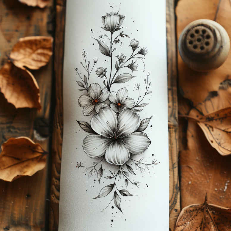 Delikatne kwiaty - Free tattoo design ideas ai genereted - inkby.ai