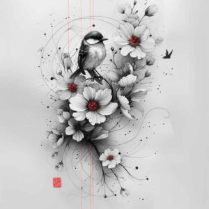 Delikatne kwiaty - Free tattoo design ideas ai genereted - inkby.ai