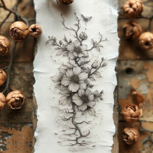 Delikatne kwiaty - Free tattoo design ideas ai genereted - inkby.ai