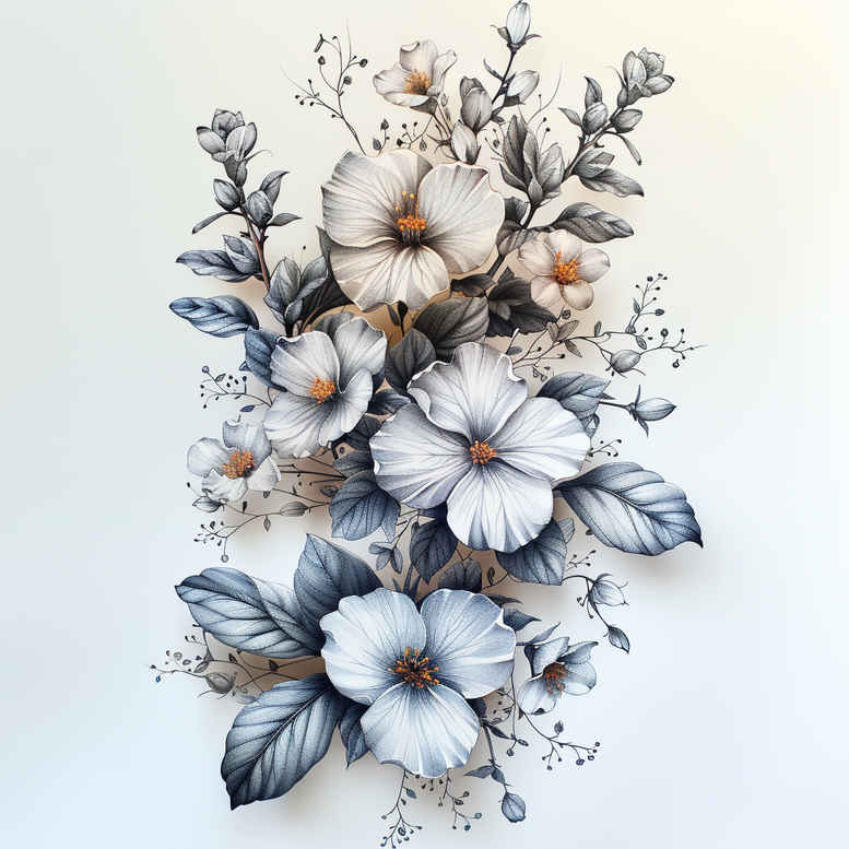 Delikatne kwiaty - Free tattoo design ideas ai genereted - inkby.ai