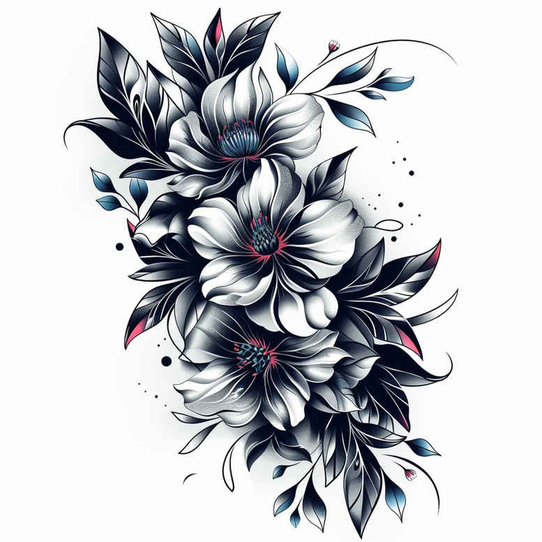 Delikatne kwiaty - Free tattoo design ideas ai genereted - inkby.ai