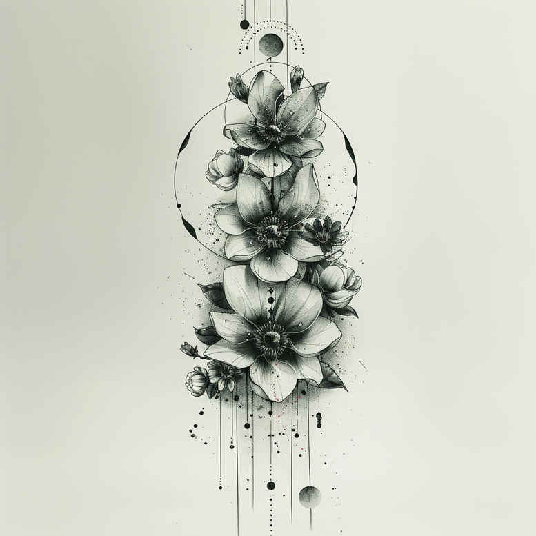 Delikatne kwiaty - Free tattoo design ideas ai genereted - inkby.ai