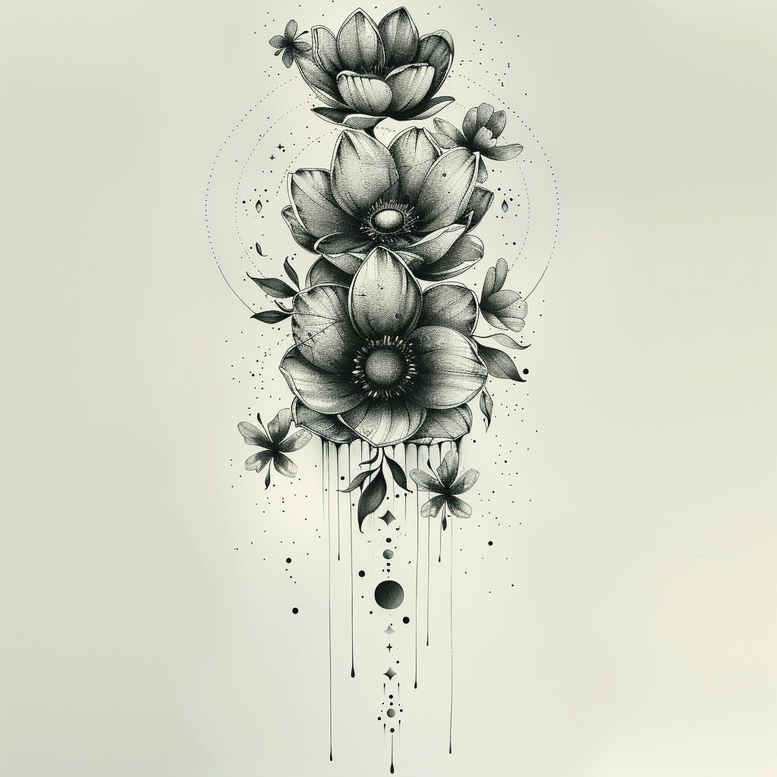 Delikatne kwiaty - Free tattoo design ideas ai genereted - inkby.ai