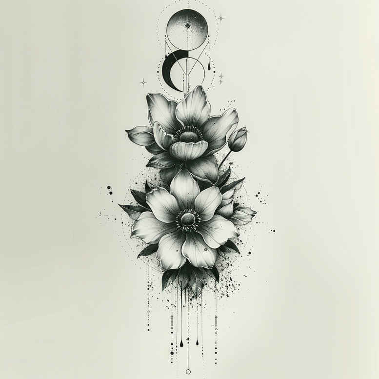 Delikatne kwiaty - Free tattoo design ideas ai genereted - inkby.ai