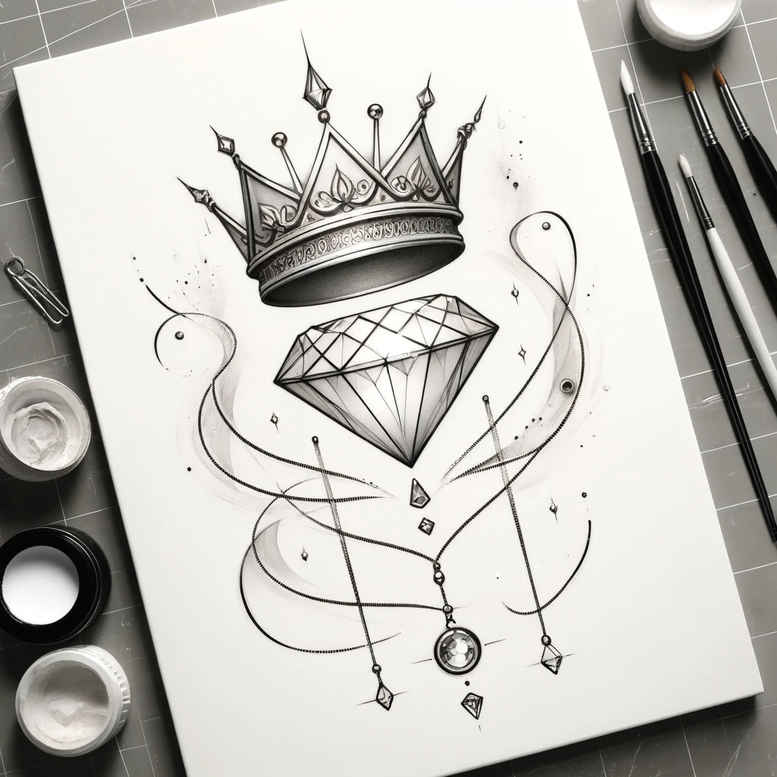 Korony i diamenty - Free tattoo design ideas ai genereted - inkby.ai
