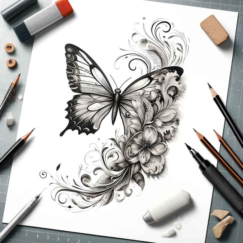 Motyle ćmy ważki - Free tattoo design ideas ai genereted - inkby.ai