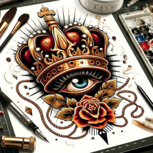 Korony i diamenty - Free tattoo design ideas ai genereted - inkby.ai