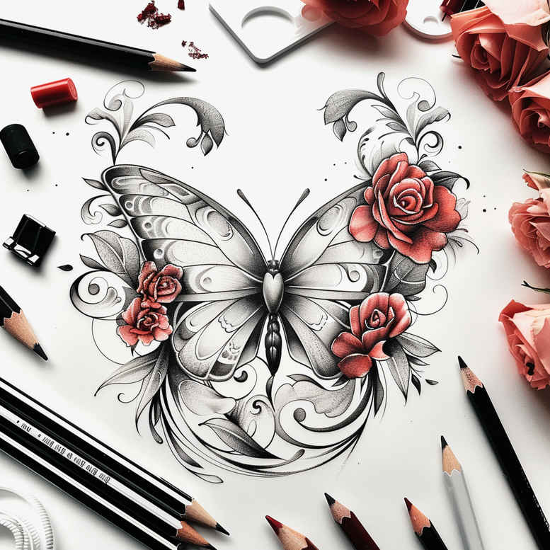 Motyle ćmy ważki - Free tattoo design ideas ai genereted - inkby.ai