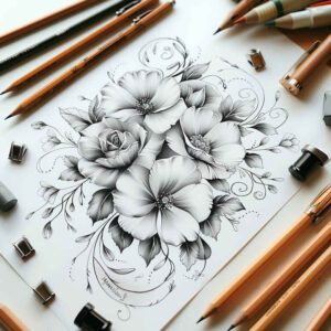 Delikatne kwiaty - Free tattoo design ideas ai genereted - inkby.ai