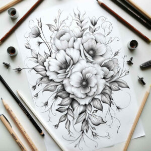 Delikatne kwiaty - Free tattoo design ideas ai genereted - inkby.ai