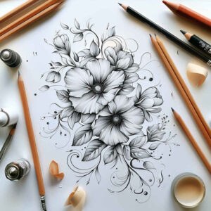 Delikatne kwiaty - Free tattoo design ideas ai genereted - inkby.ai