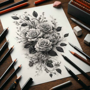 Delikatne kwiaty - Free tattoo design ideas ai genereted - inkby.ai