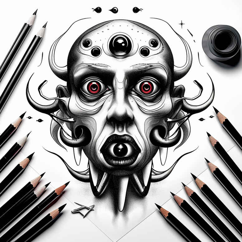 Surrealistyczne postacie - Free tattoo design ideas ai genereted - inkby.ai