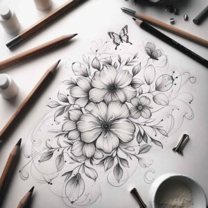 Delikatne kwiaty - Free tattoo design ideas ai genereted - inkby.ai