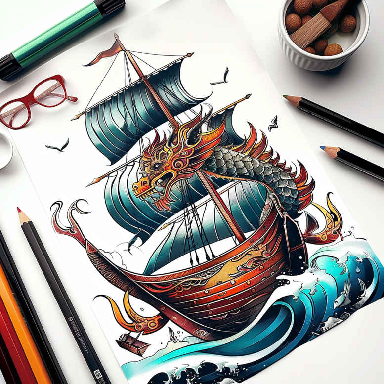 Statki wikingów - Free tattoo design ideas ai genereted - inkby.ai