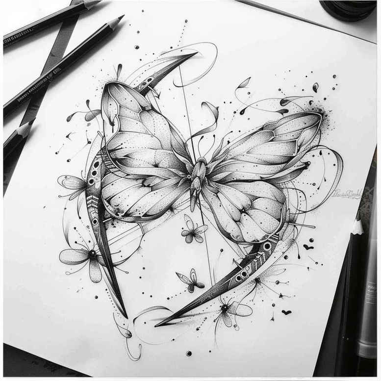 Motyle ćmy ważki - Free tattoo design ideas ai genereted - inkby.ai