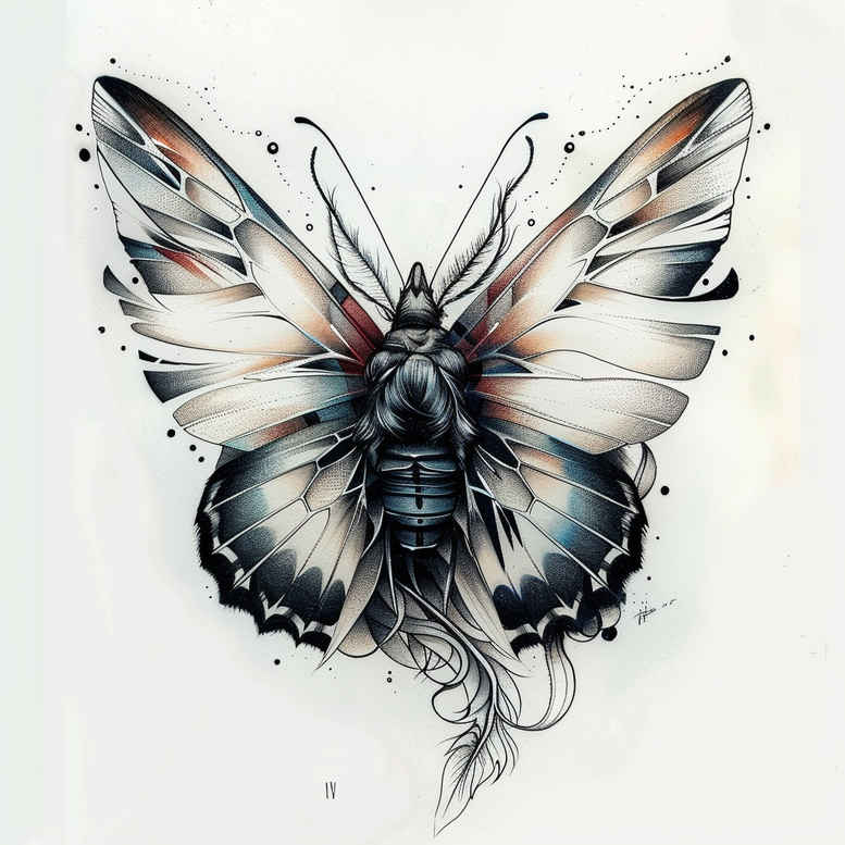 Motyle ćmy ważki - Free tattoo design ideas ai genereted - inkby.ai