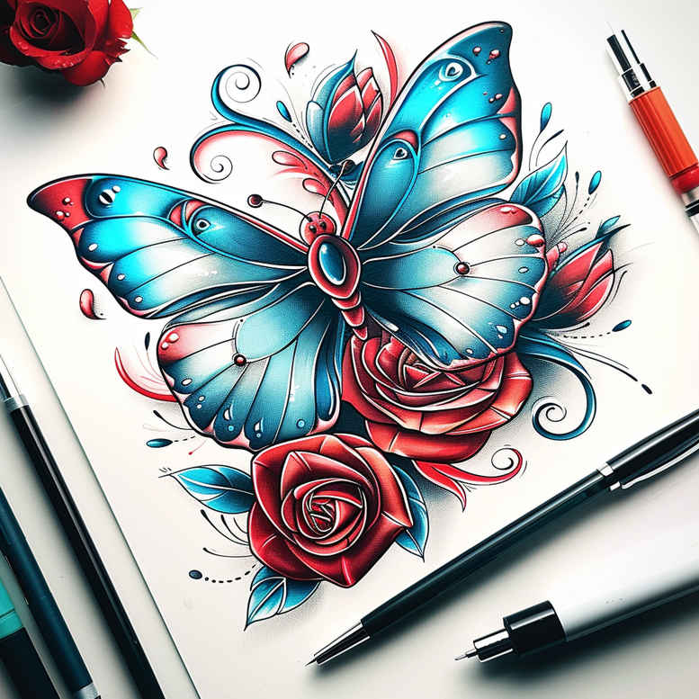 Motyle ćmy ważki - Free tattoo design ideas ai genereted - inkby.ai