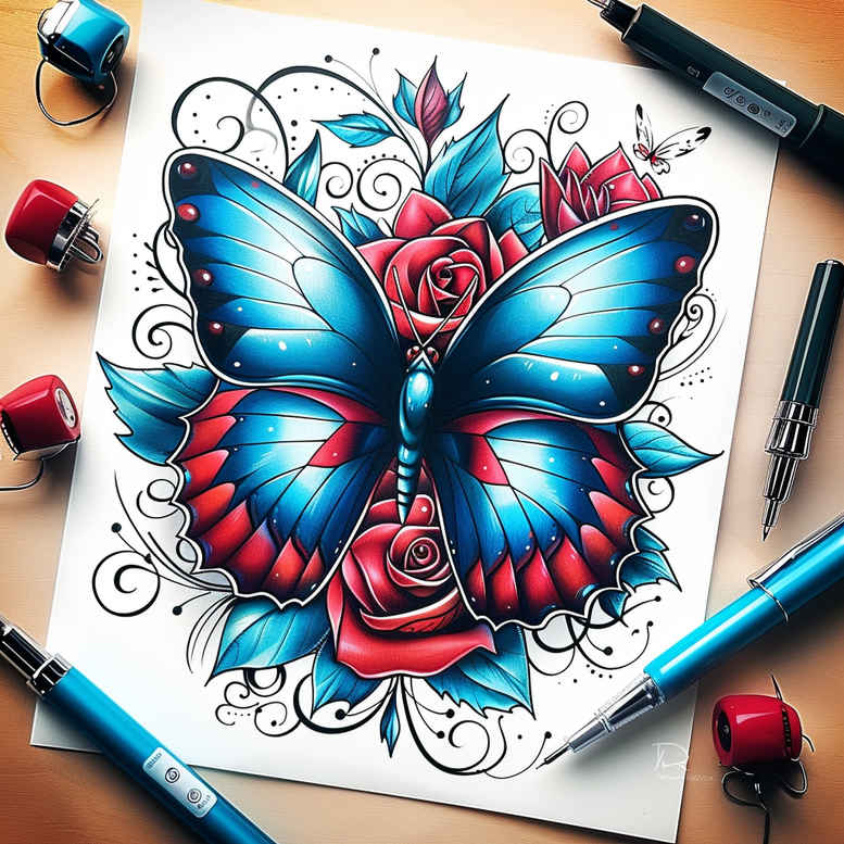 Motyle ćmy ważki - Free tattoo design ideas ai genereted - inkby.ai