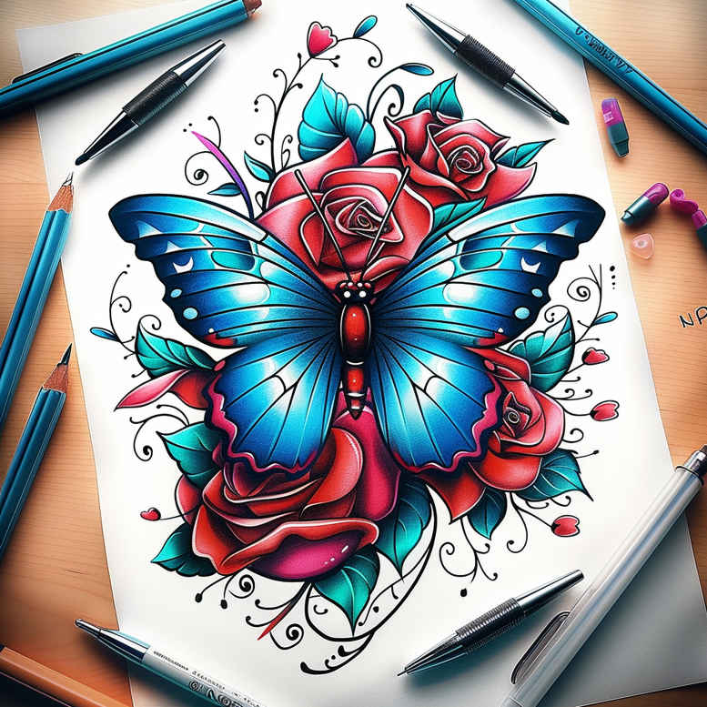 Motyle ćmy ważki - Free tattoo design ideas ai genereted - inkby.ai