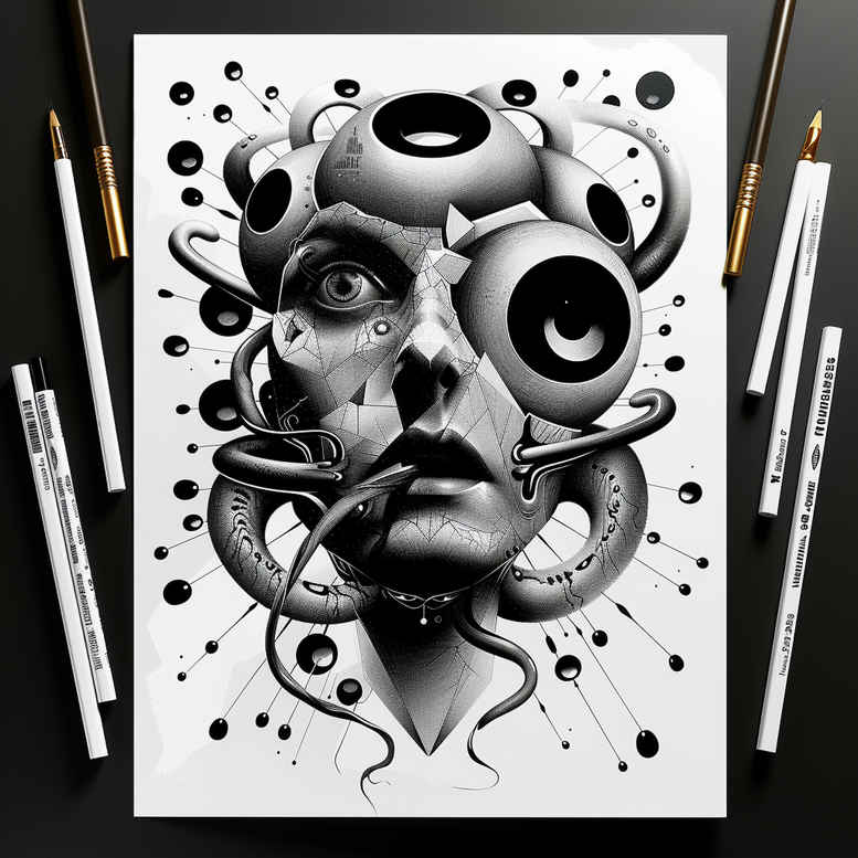 Surrealistyczne postacie - Free tattoo design ideas ai genereted - inkby.ai