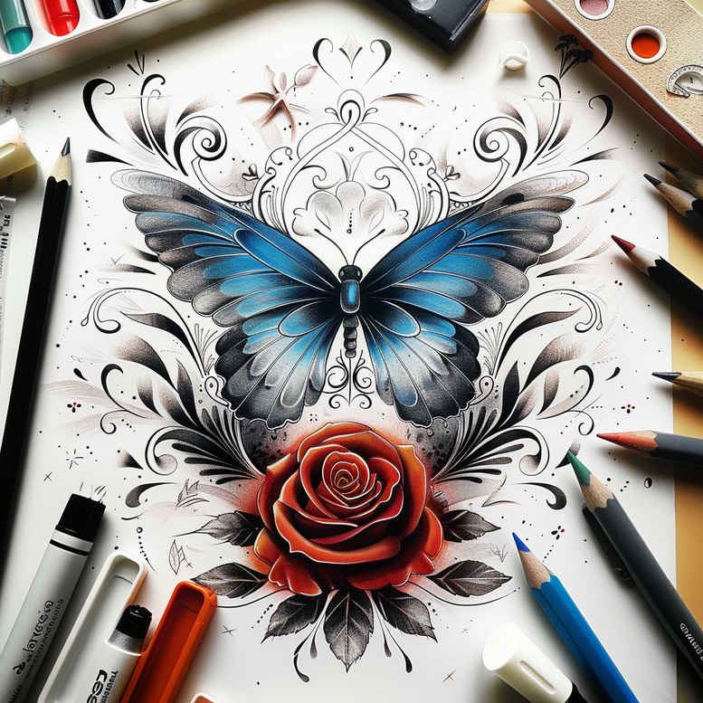 Motyle ćmy ważki - Free tattoo design ideas ai genereted - inkby.ai