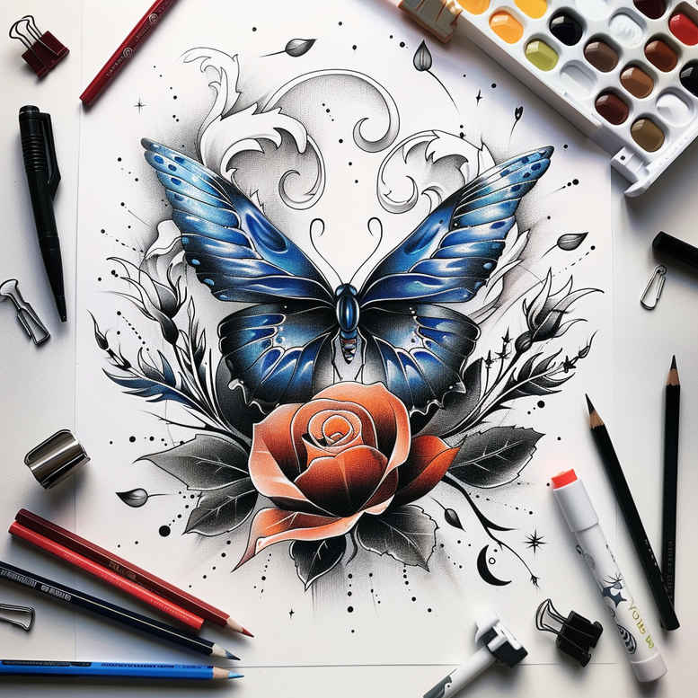 Motyle ćmy ważki - Free tattoo design ideas ai genereted - inkby.ai