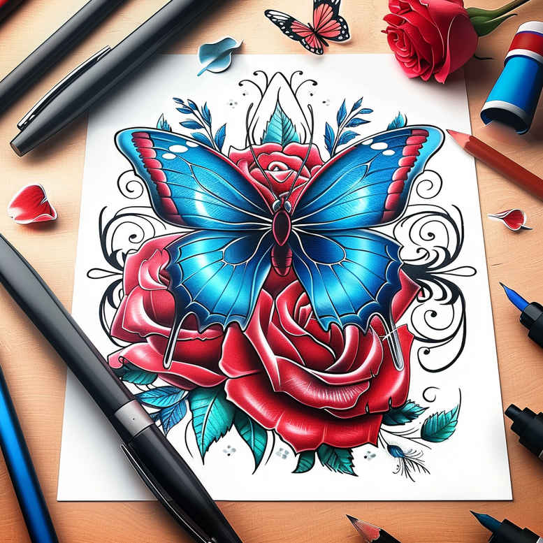 Motyle ćmy ważki - Free tattoo design ideas ai genereted - inkby.ai