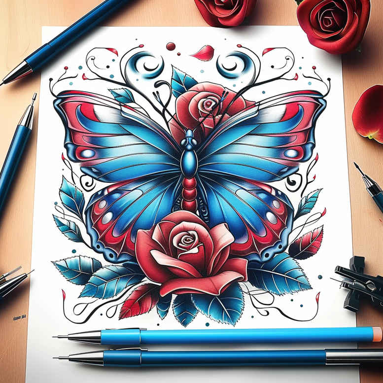 Motyle ćmy ważki - Free tattoo design ideas ai genereted - inkby.ai