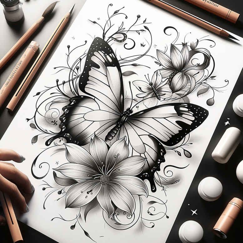 Motyle ćmy ważki - Free tattoo design ideas ai genereted - inkby.ai