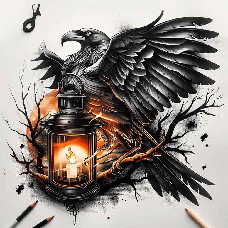 Kruki i wrony - Free tattoo design ideas ai genereted - inkby.ai