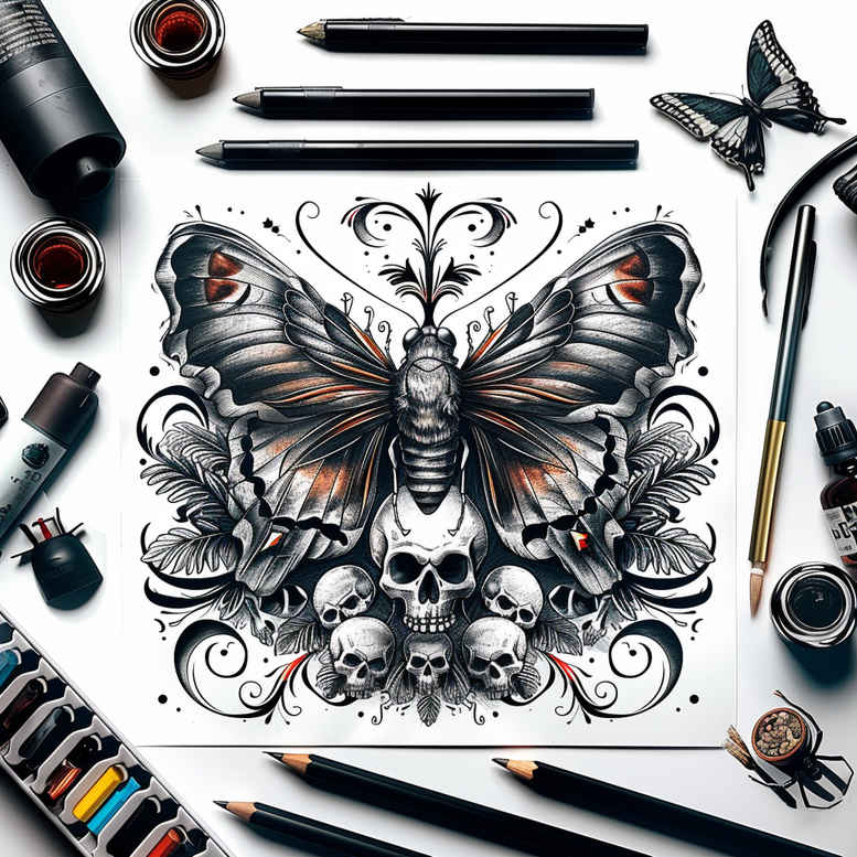 Motyle ćmy ważki - Free tattoo design ideas ai genereted - inkby.ai