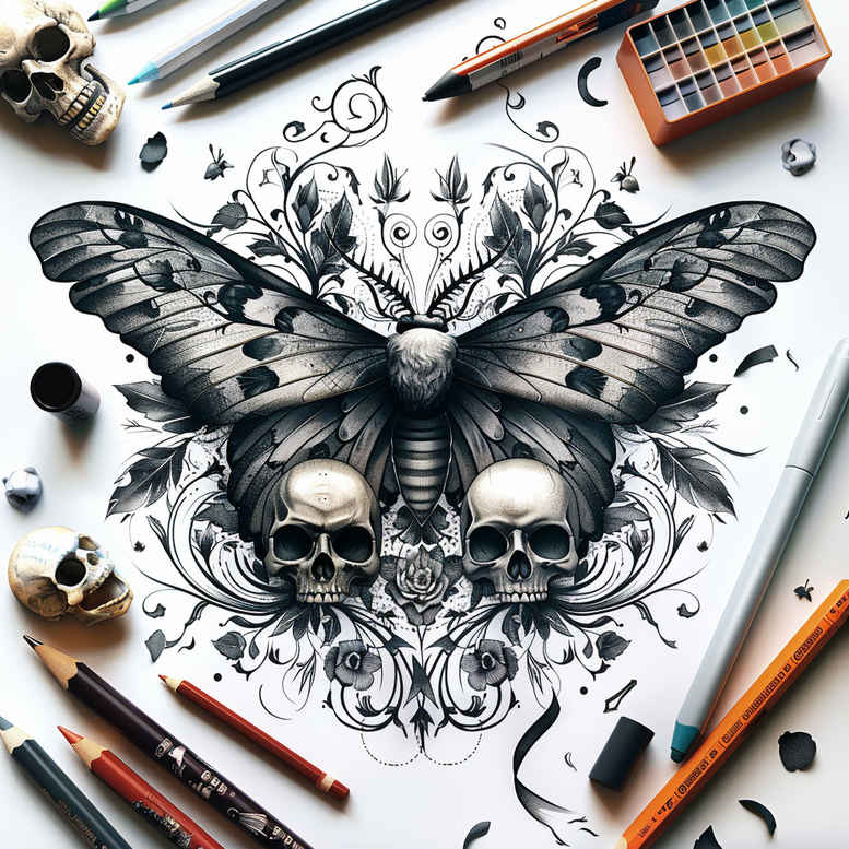 Motyle ćmy ważki - Free tattoo design ideas ai genereted - inkby.ai